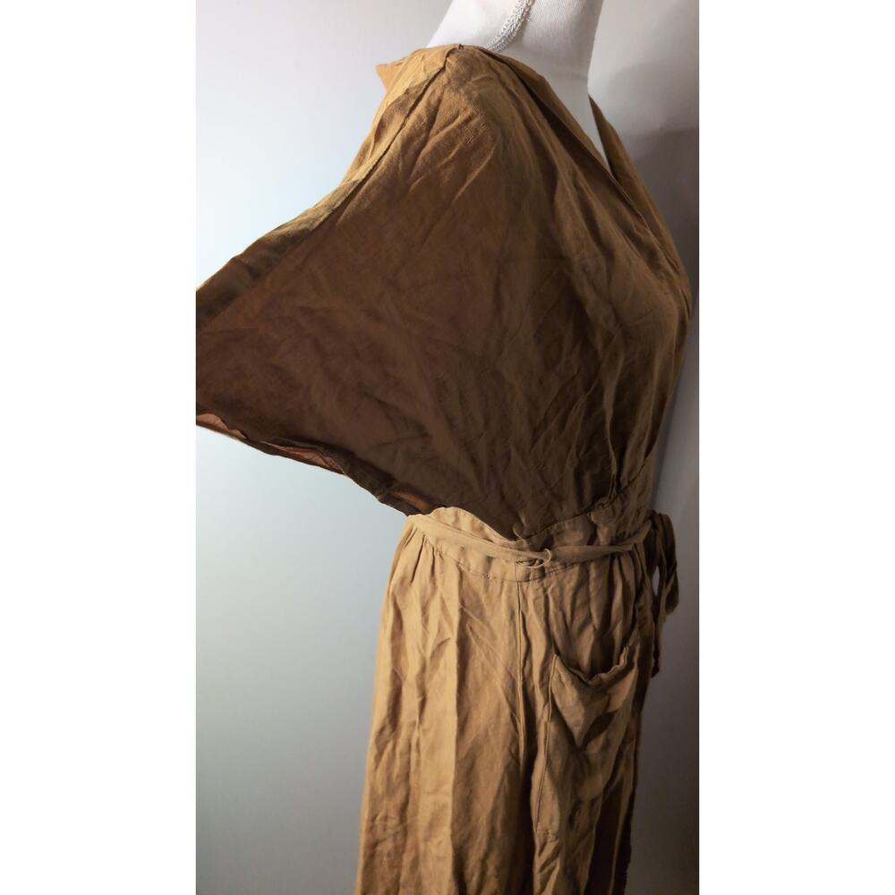 Madewell linen-blend Dolman sleeve tie waist midi dress 8 - Picture 7 of 7